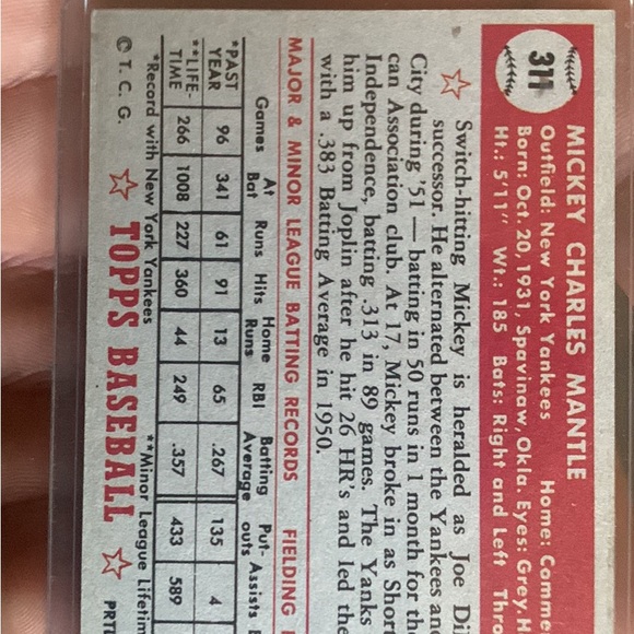 Topps rookie, 1952 Mickey Mantle - Picture 2 of 2